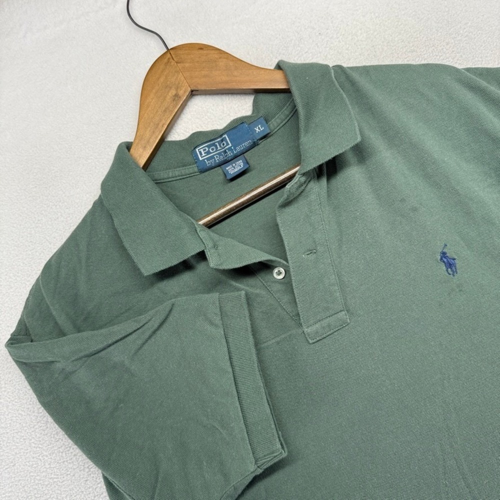Vintage Ralph Lauren Polo Shirt Mens XL Green Golf Embroidered Knit Preppy 90s